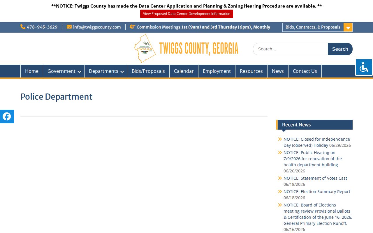 Twiggs County official law-enforcement routing page