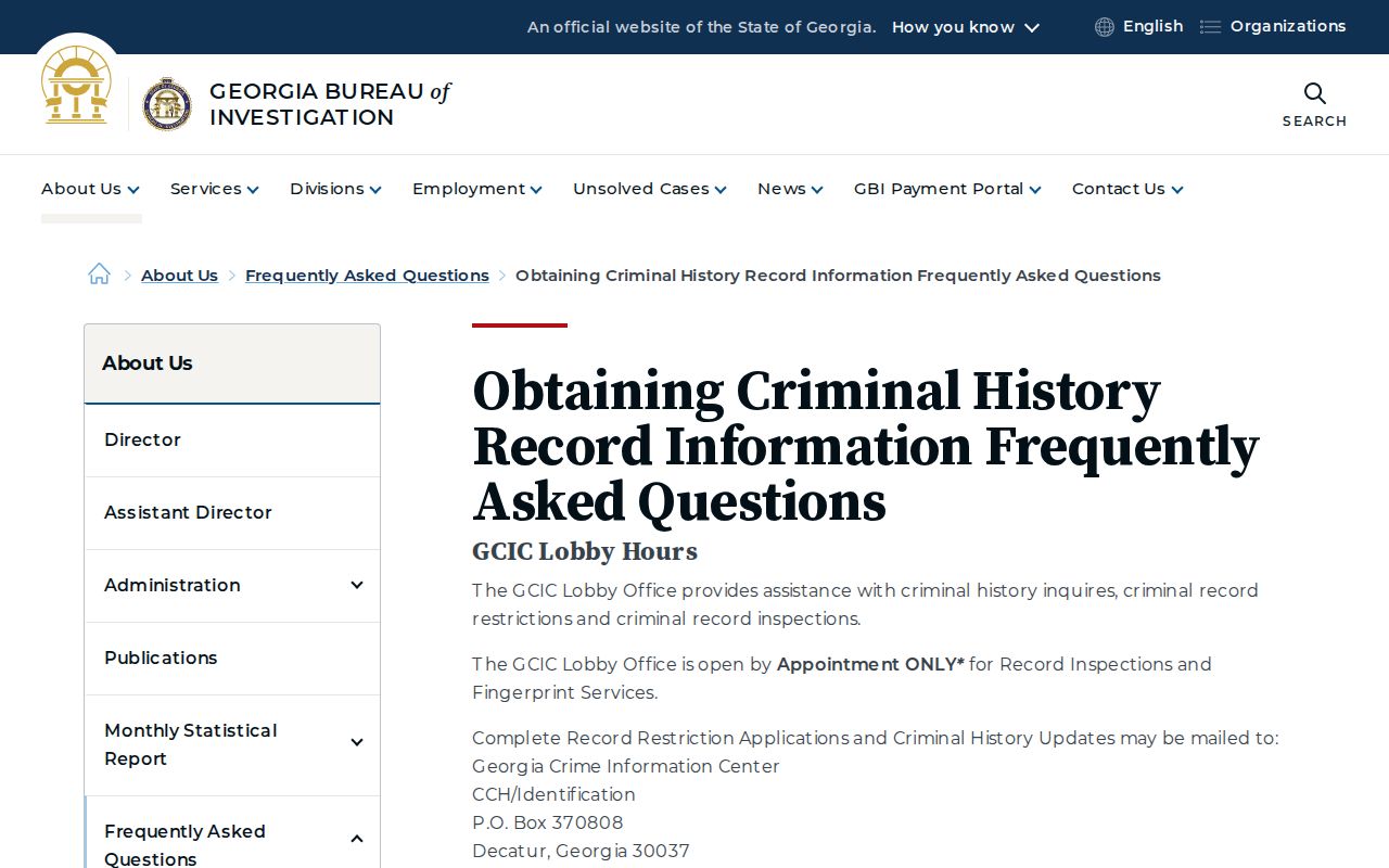 Georgia Bureau of Investigation criminal-history access guidance